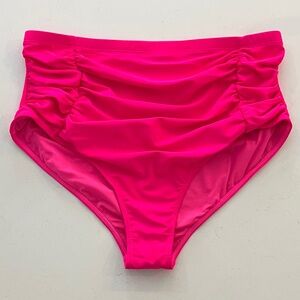 NWOT Aqua Eve Vibrant Pink High-Waisted Bikini Bottom